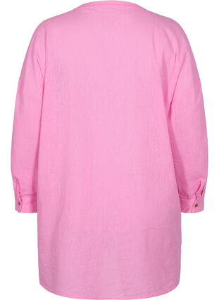 Blouse with 3/4-length sleeves and button closure, Begonia Pink, Packshot image number 1
