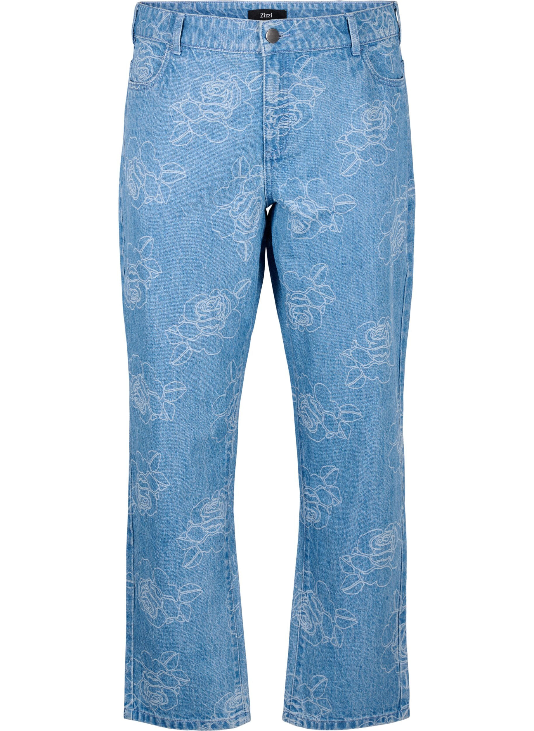 Zizzifashion Vera floral jeans, Light Blue, Packshot image number 0