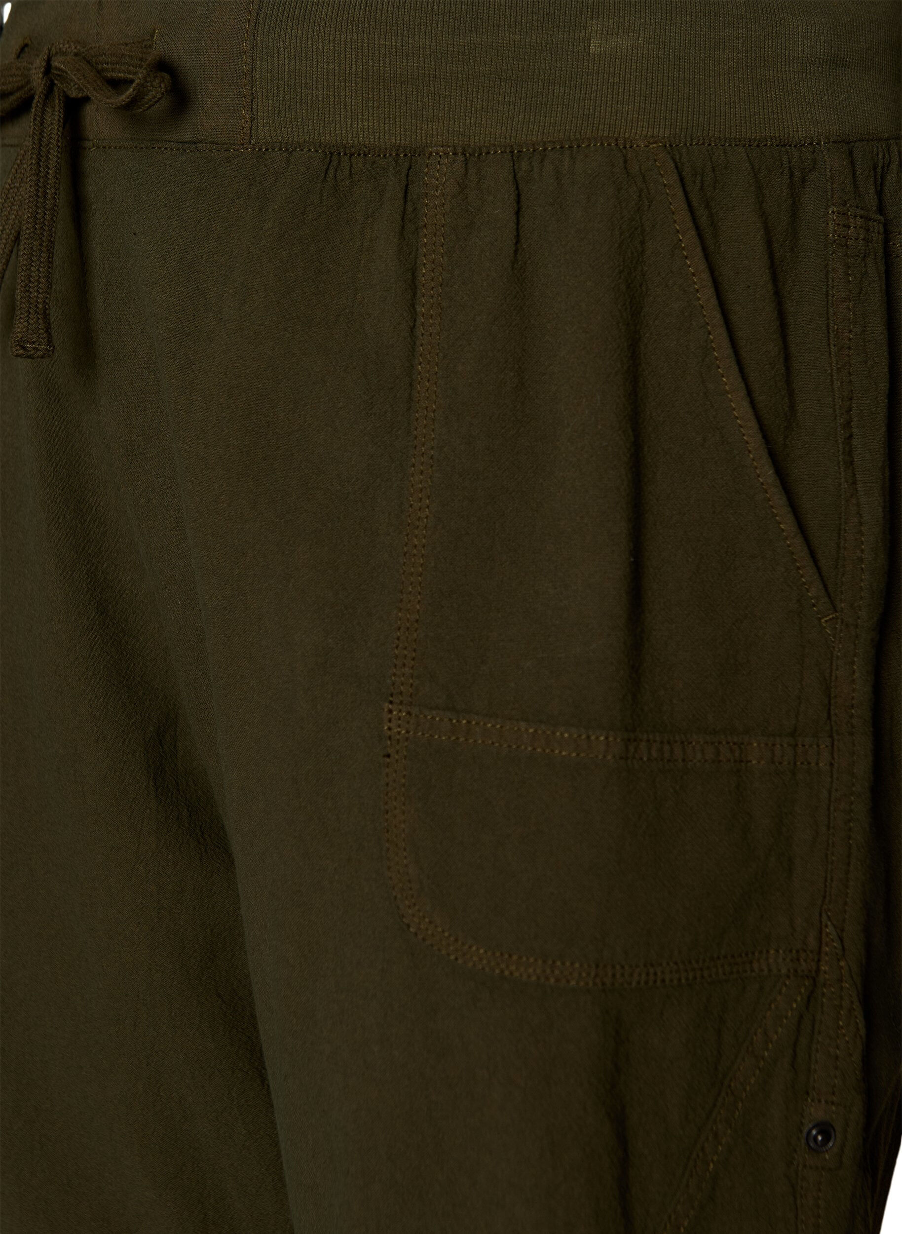 Zizzifashion Loose cotton shorts with pockets, Green, Packshot image number 2
