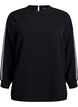 Blouse with stripe detail on the sleeves, Black, Packshot image number 0