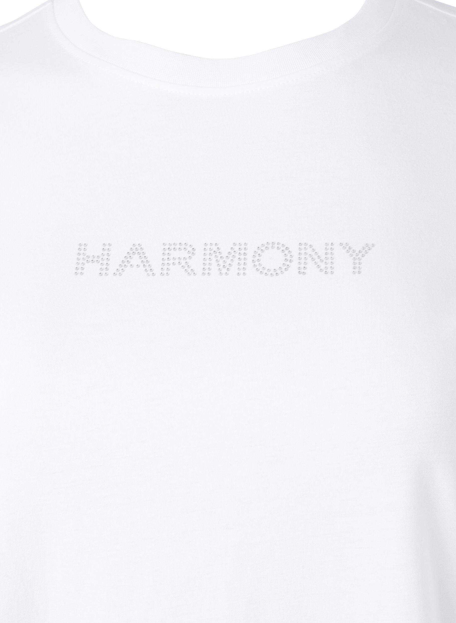 Zizzifashion Organic cotton t-shirt with text, White HARMONY, Packshot image number 2