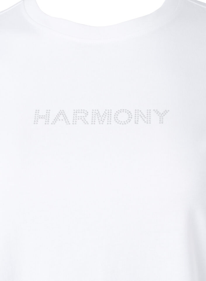 Organic cotton t-shirt with text, White HARMONY, Packshot image number 2