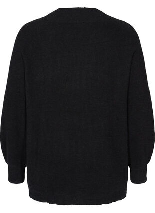 Knitted blouse with rib trim and round neckline, Black, Packshot image number 1