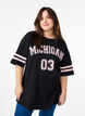 Sporty oversized college T-shirt, Black, Model image number 0