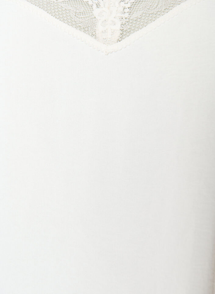 Cami top with a V-neck and lace trim, Vanilla, Packshot image number 2