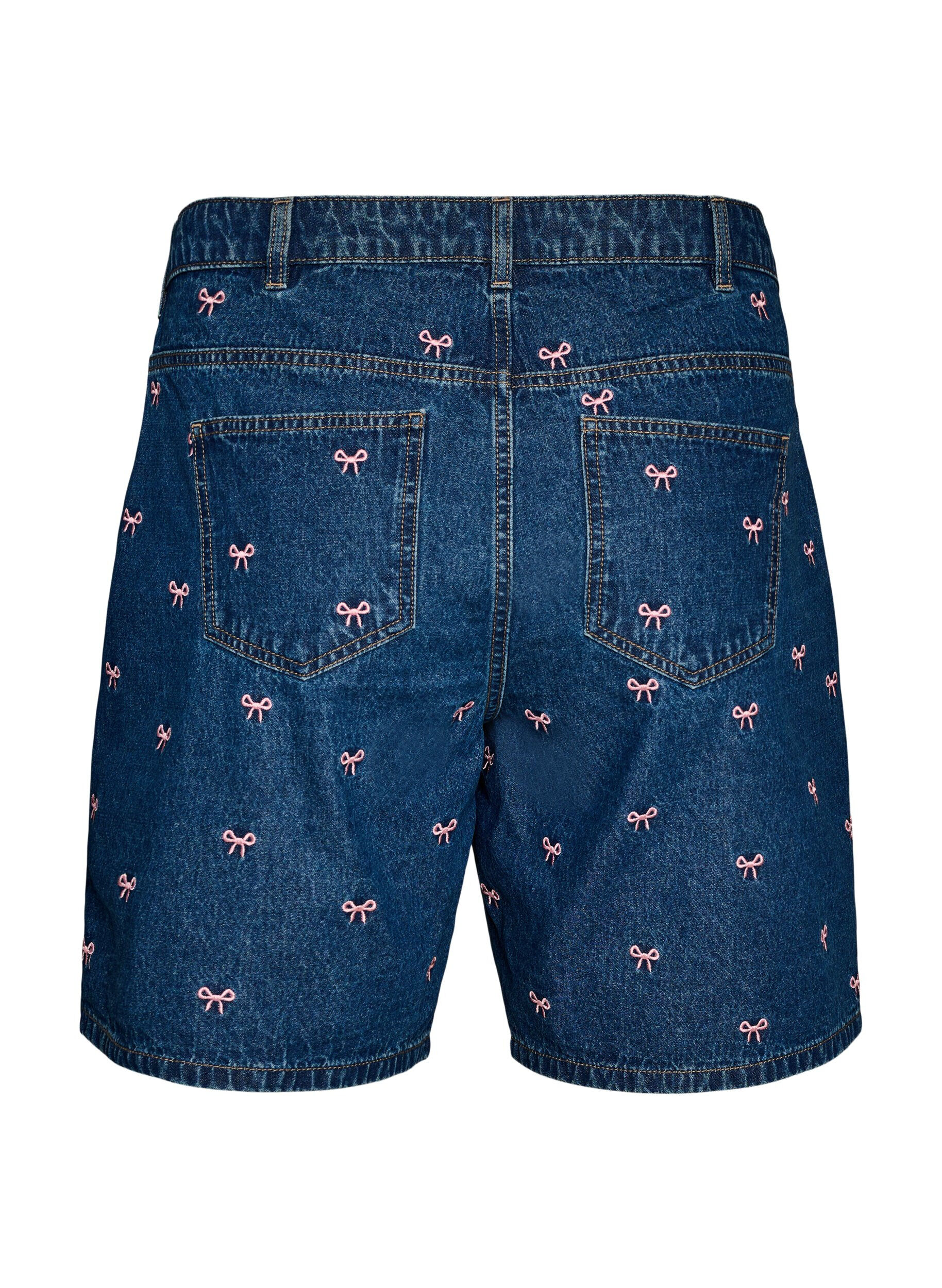 Zizzifashion Embroidered denim shorts, Blue, Packshot image number 1