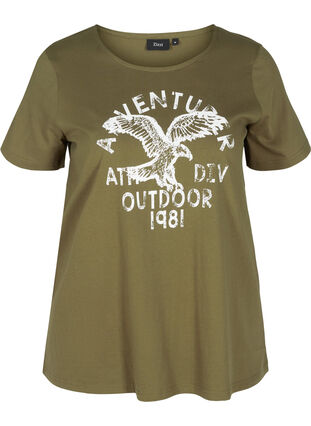 Cotton T-shirt with print, Ivy Green, Packshot image number 0
