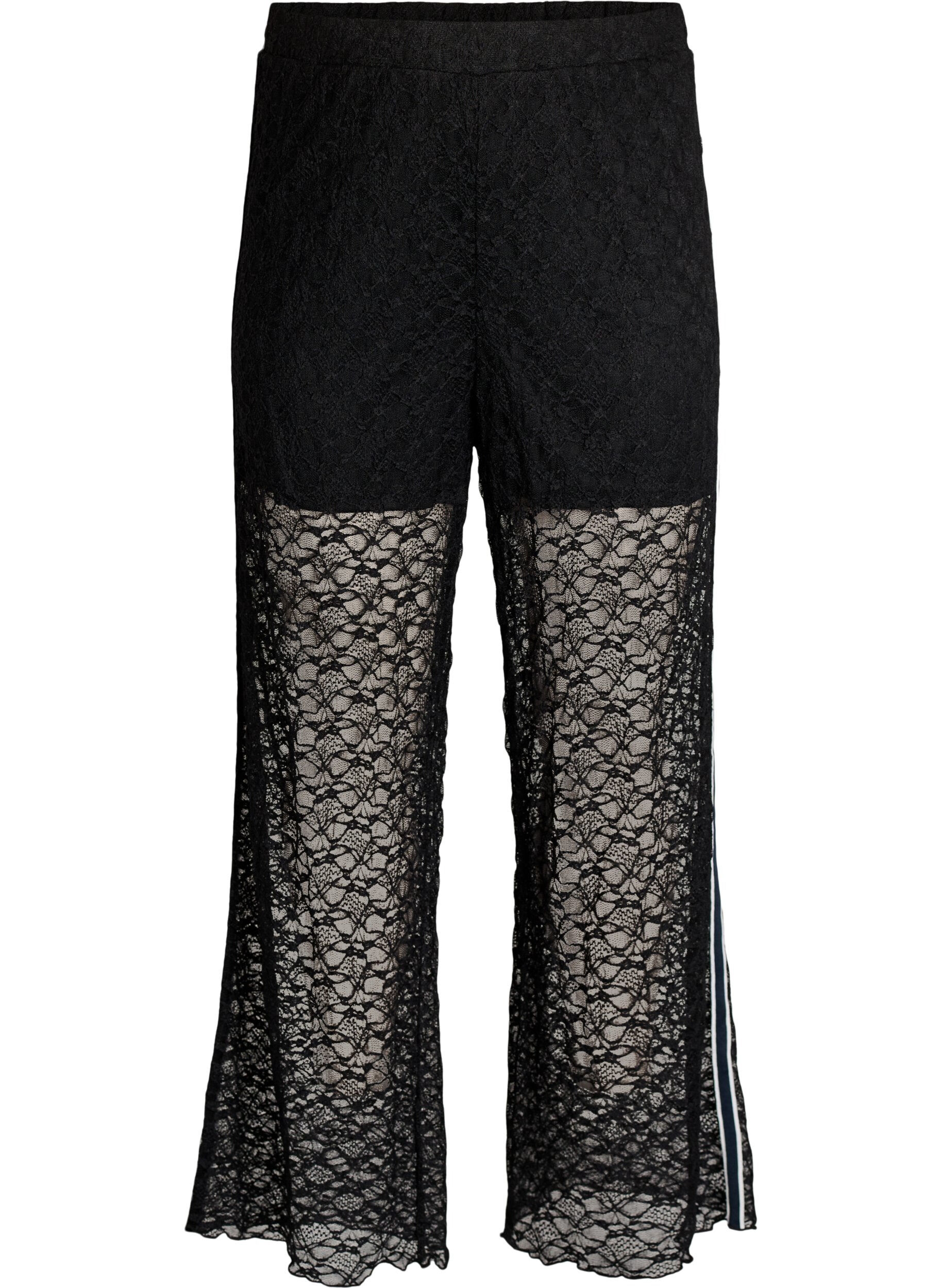ZizzifashionSheer wide-leg lace trousers, Black, Packshot image number 0
