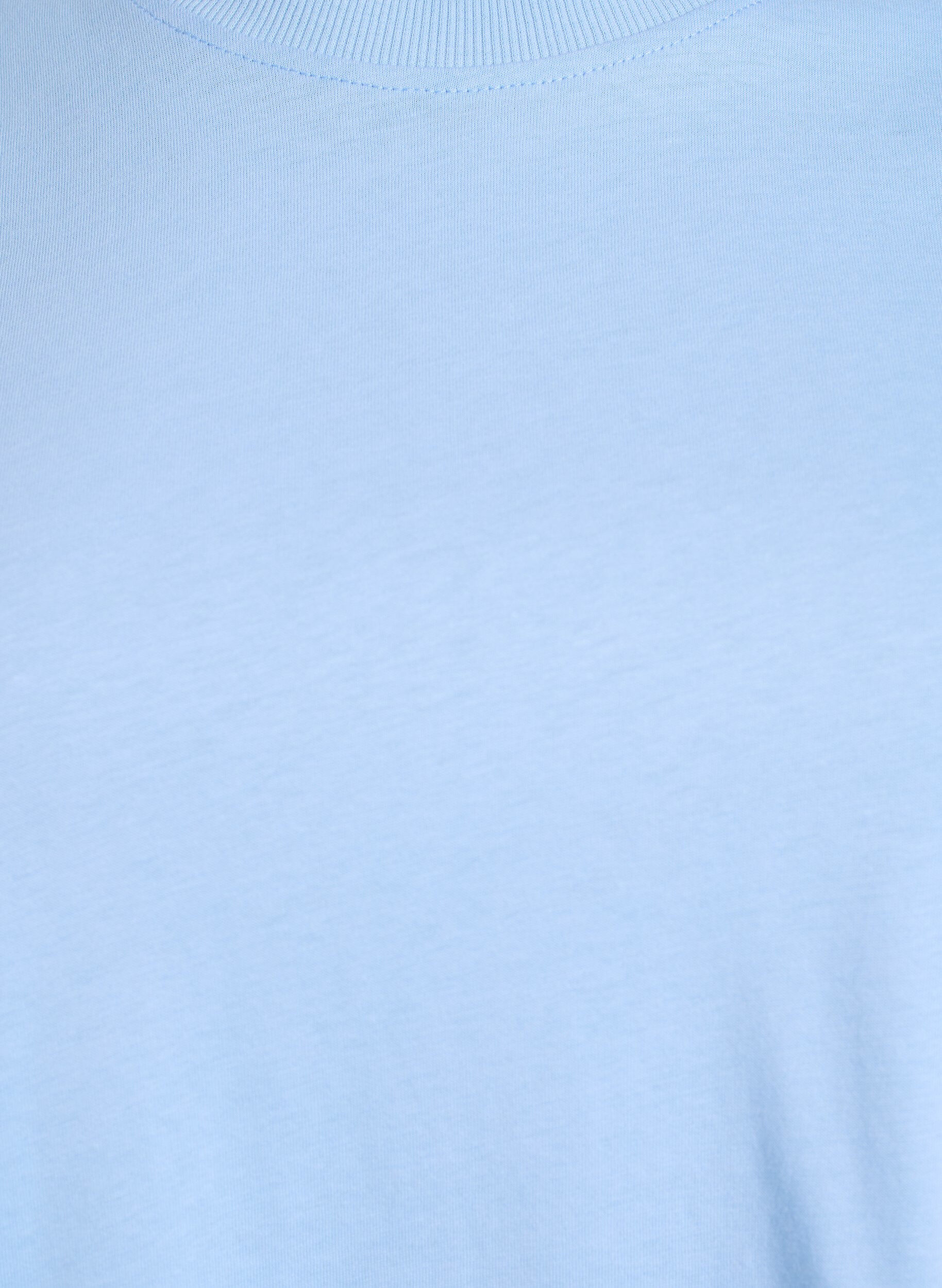Zizzifashion Basic cotton T-shirt with round neck, Blue, Packshot image number 2