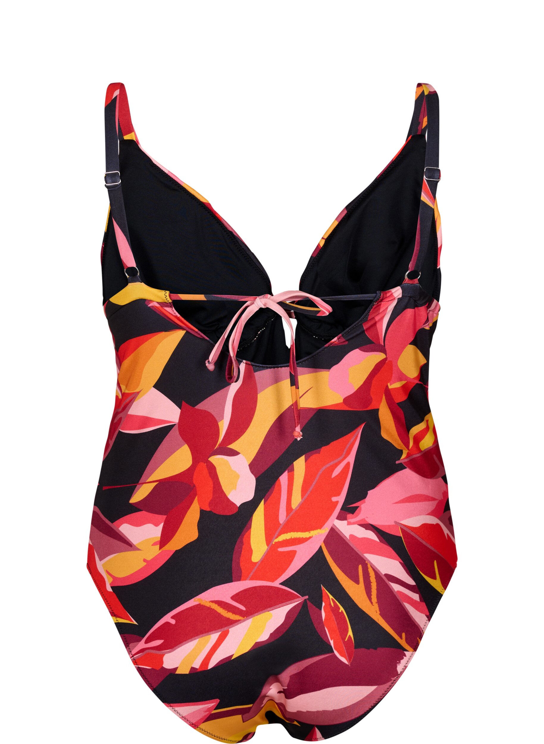 Zizzifashion Swimsuit with v-neck and tie details, Red, Packshot image number 1