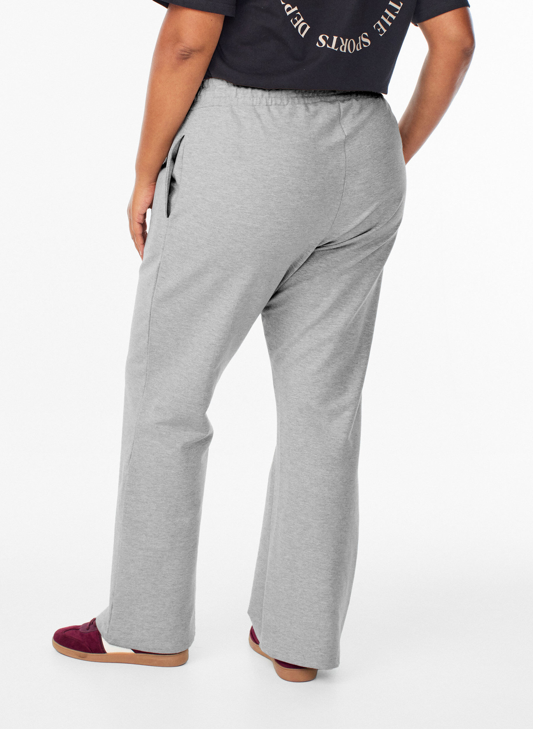Zizzifashion Flared sweatpants with high waist, Grey, Model image number 1