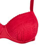 Padded bra with shiny microfibre and lace cups, Red, Packshot image number 2