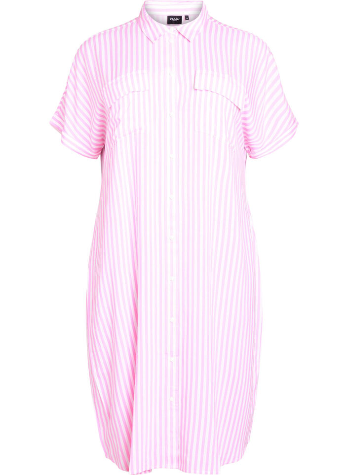 Long shirt dress with short sleeves, Pink, Packshot image number 0