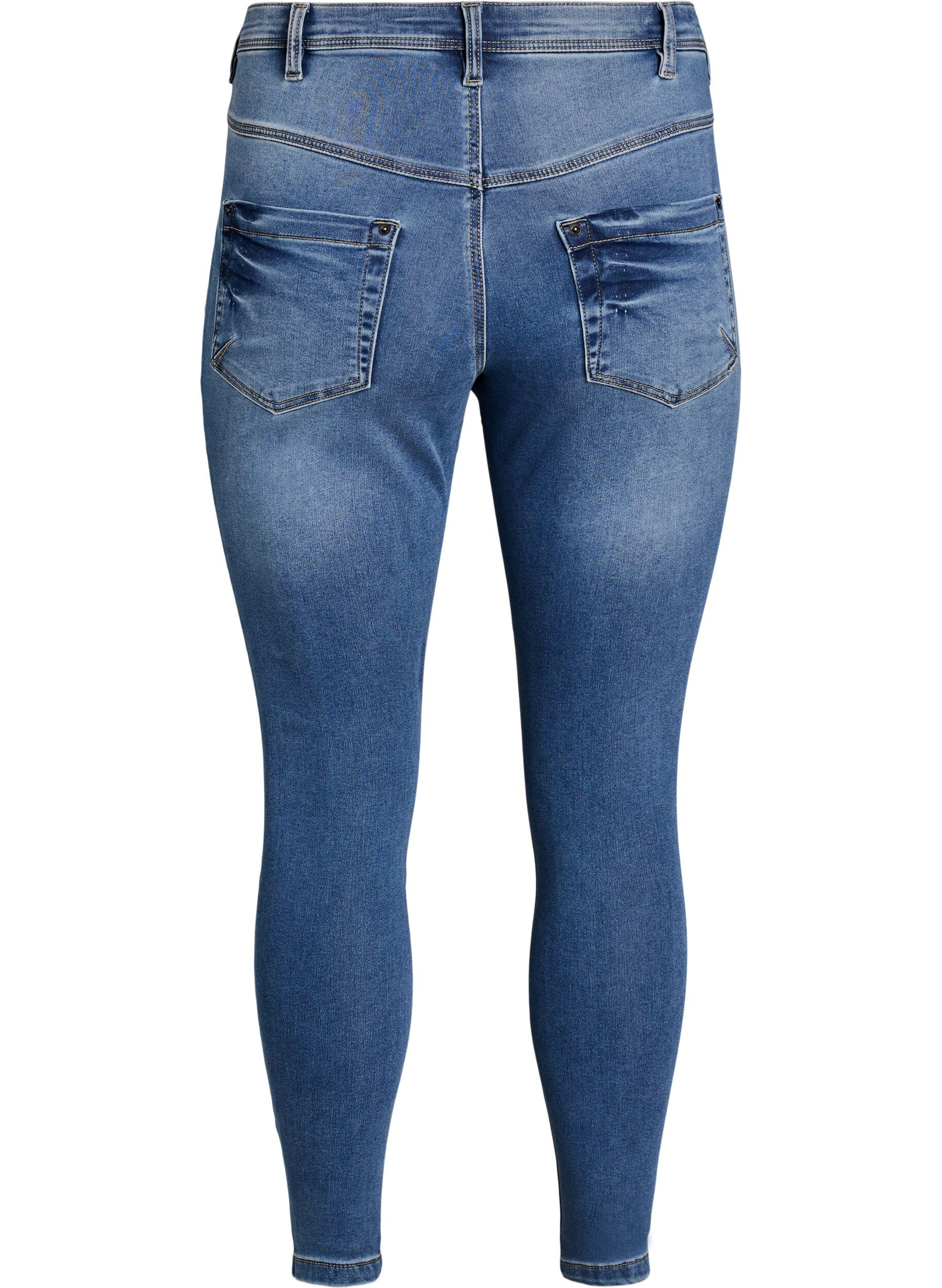Zizzifashion Cropped Amy jeans with zipper detail, Blue, Packshot image number 1
