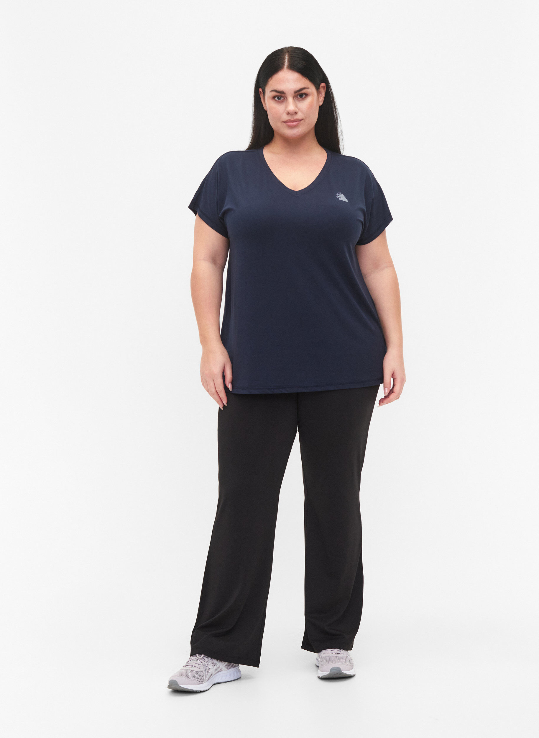 Zizzifashion Loose training t-shirt with v-neck, Blue, Model image number 1