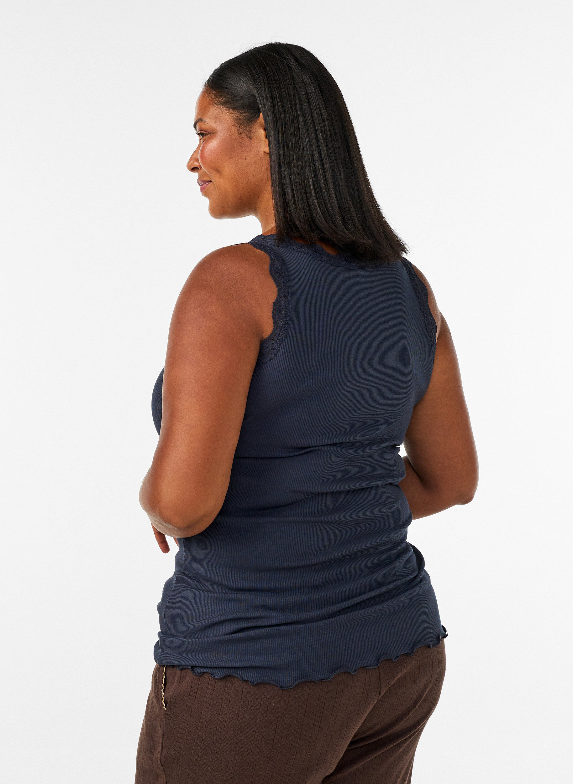 ZizzifashionTop with lace trim, Blue, Model image number 2