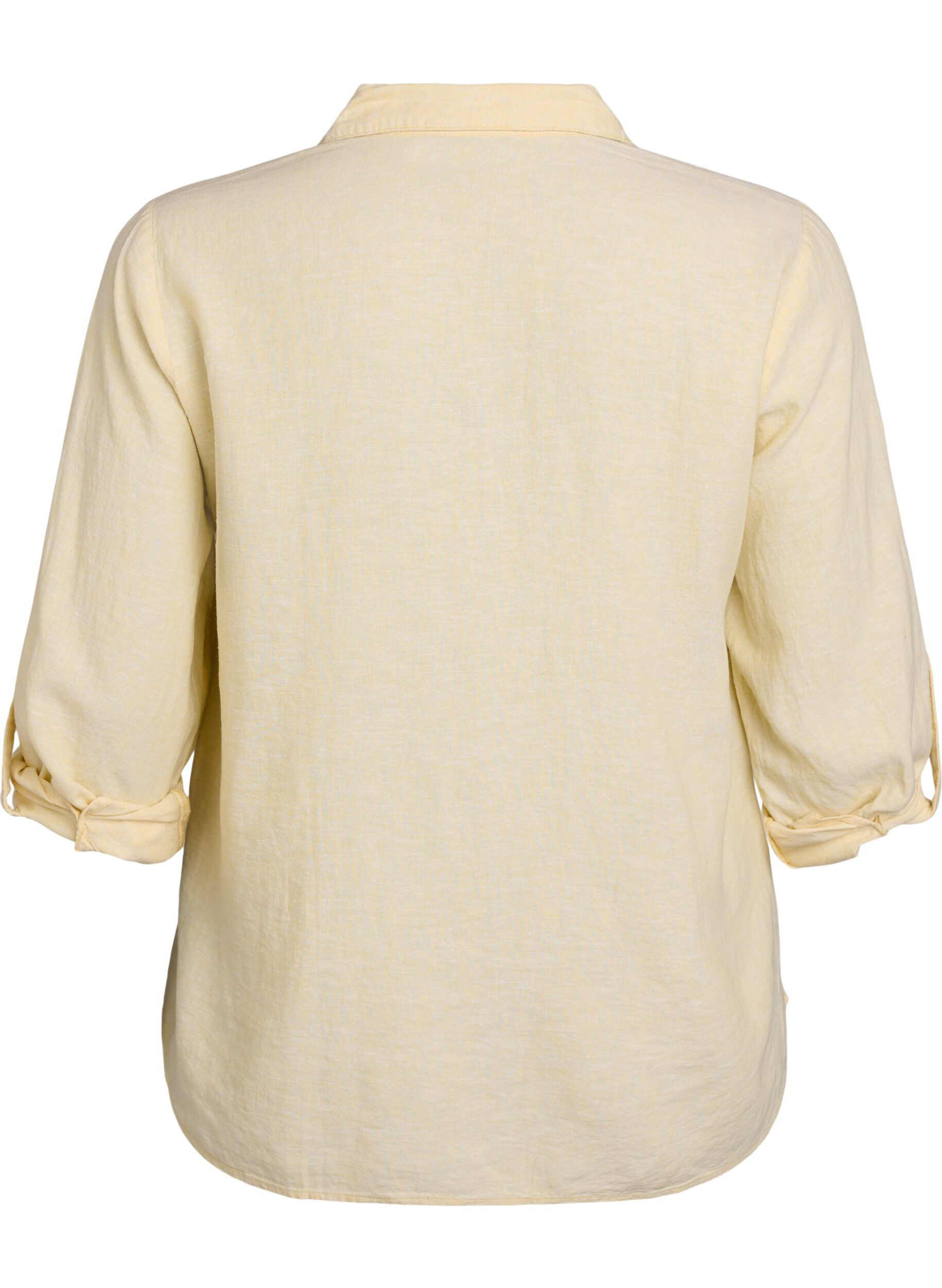Zizzifashion Shirt in linen and viscose with 3/4 sleeves, Yellow, Packshot image number 1