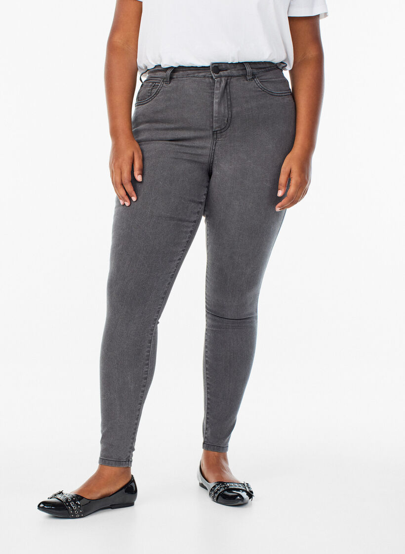 Amy high-waisted super slim fit jeans, Grey, Model image number 2