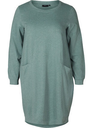 Sweater dress with long sleeves, Balsam Green Mel, Packshot image number 0