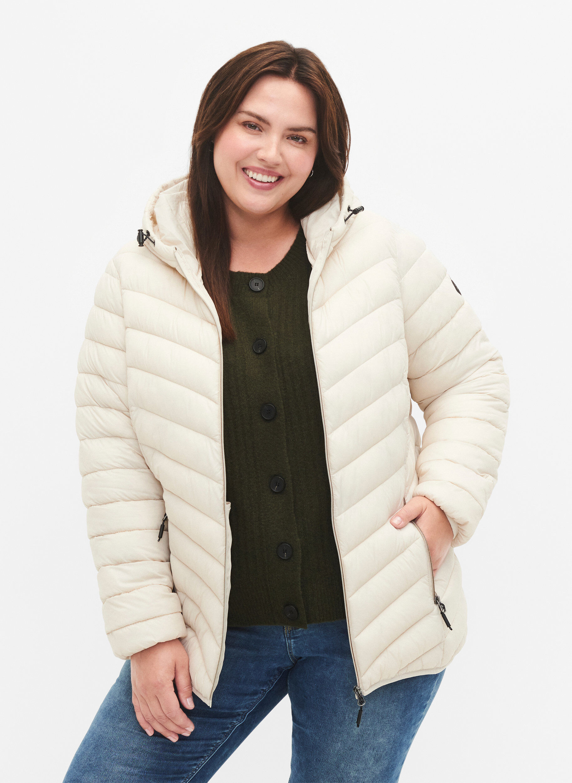 Zizzifashion Lightweight jacket with hood, Beige, Model image number 0