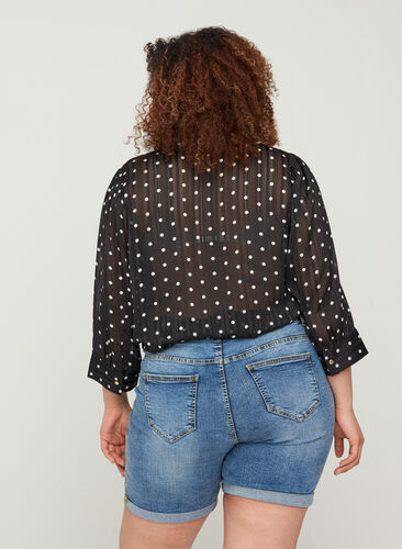 Printed shirt with 3/4 sleeves, Black Dot, Model image number 1