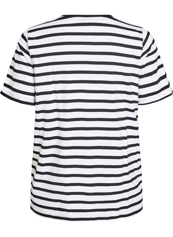 Striped T-shirt in organic cotton, White, Packshot image number 1