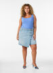 Denim skorts with a wrap-over effect and high waist, Light Blue, Model image number 1