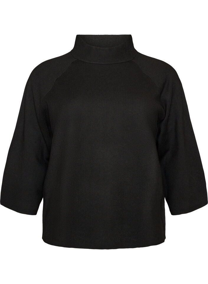 Knitted blouse in a viscose blend with a turtleneck, Black, Packshot image number 0