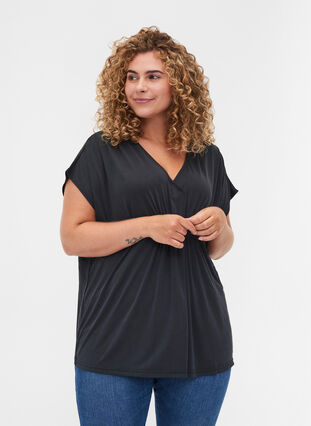 Short-sleeved blouse with smock, Moonless Night, Model image number 0