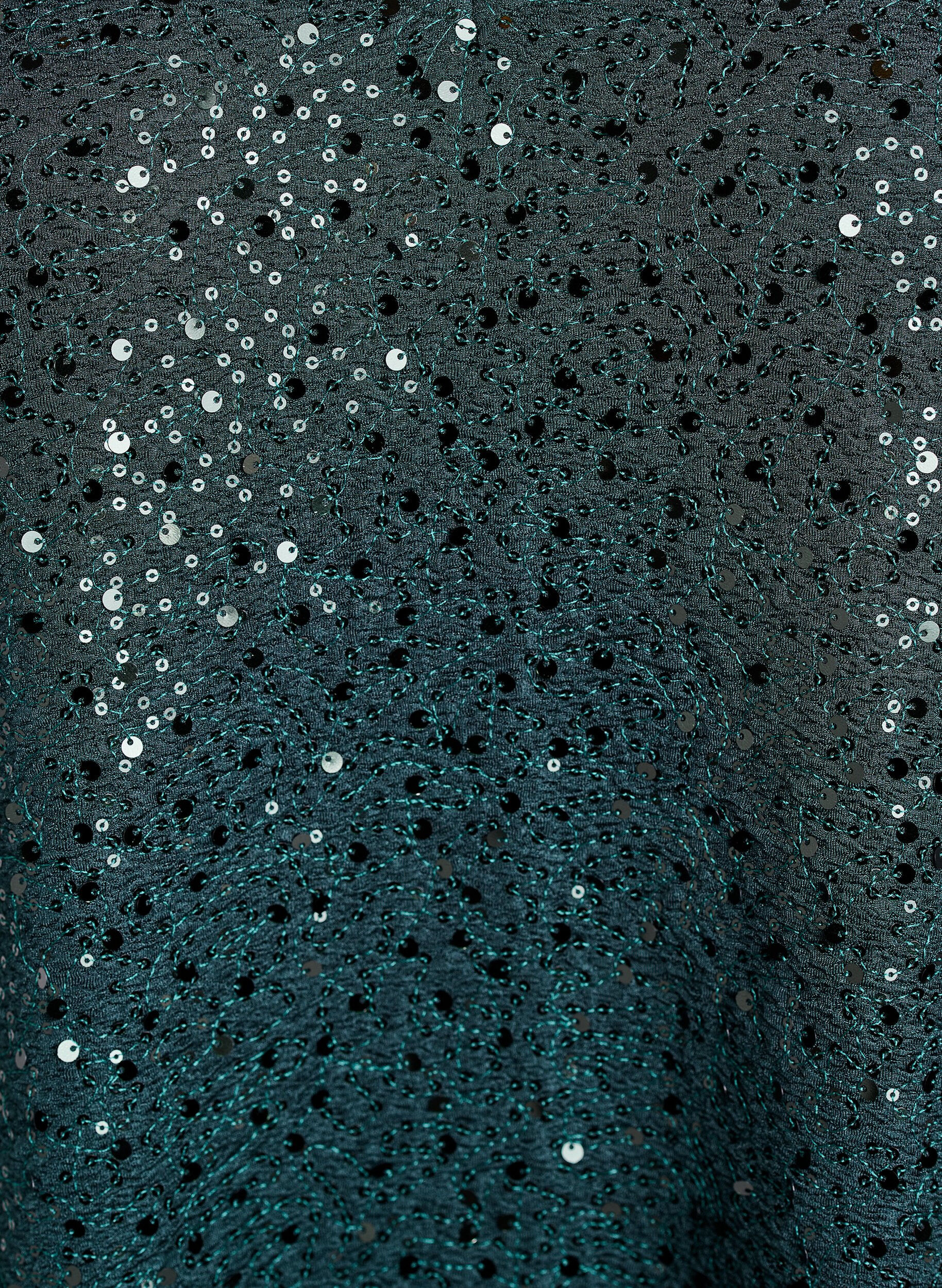 Zizzifashion Short sequin dress with puff sleeves, Green, Packshot image number 2