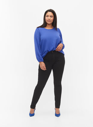 Blouse with puff sleeves, Royal Blue, Model image number 2