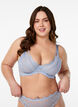 Full-coverage bra with lace and string details, Light Blue, Model image number 0