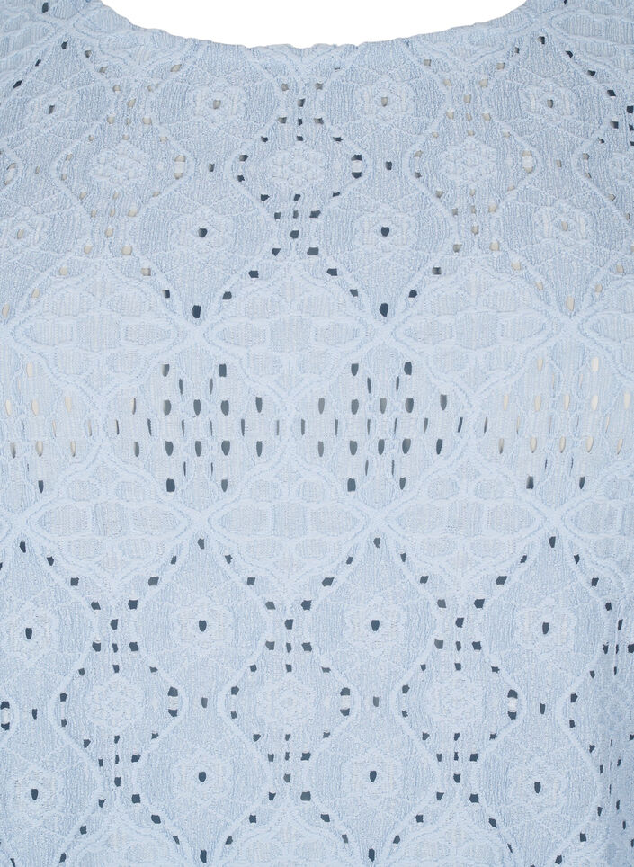 Short-sleeved blouse with lace pattern, Cashmere Blue, Packshot image number 2