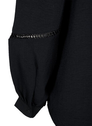 Shirt blouse with crochet details, Black, Packshot image number 4