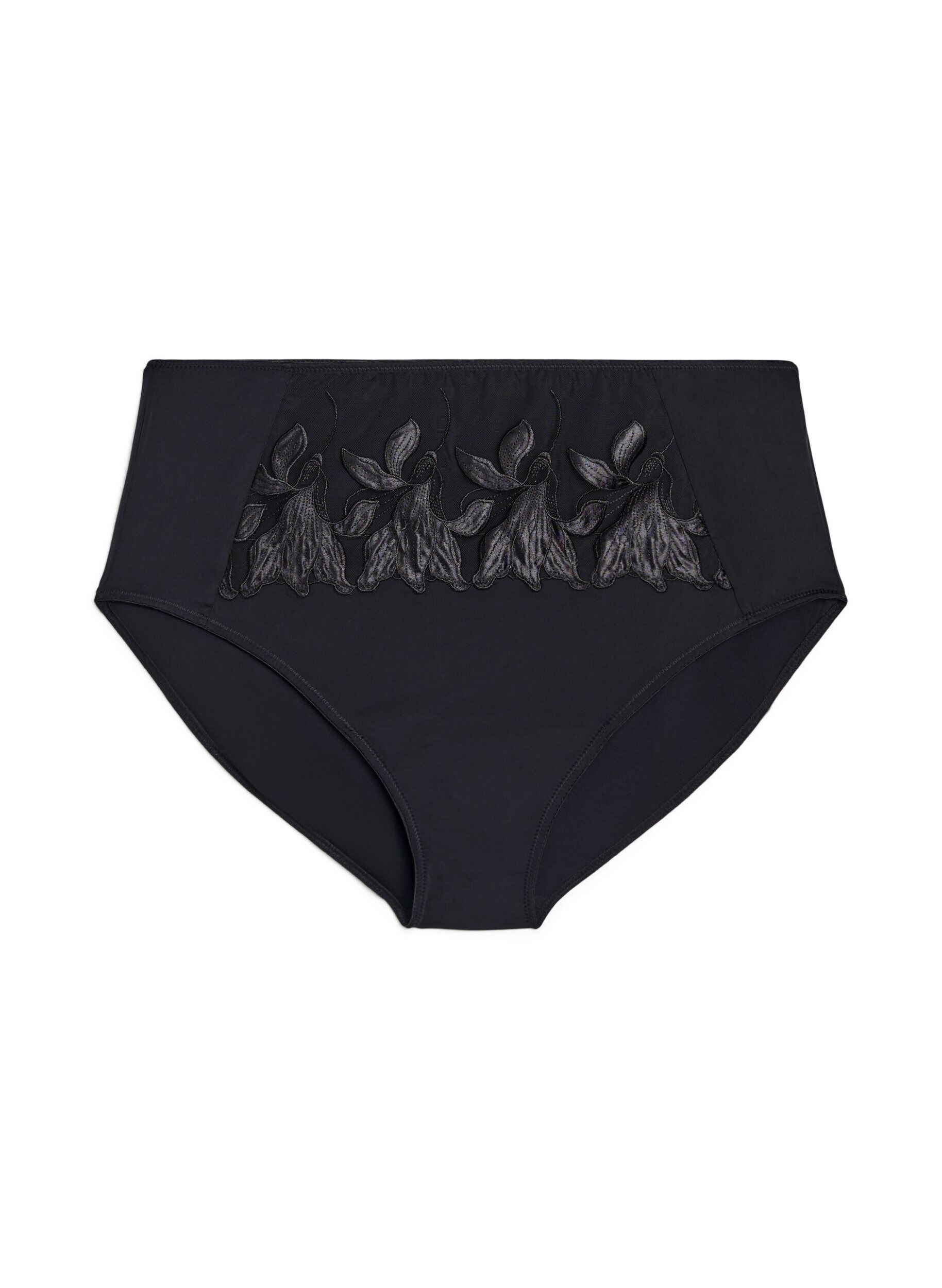 Microfiber briefs with floral embroidery