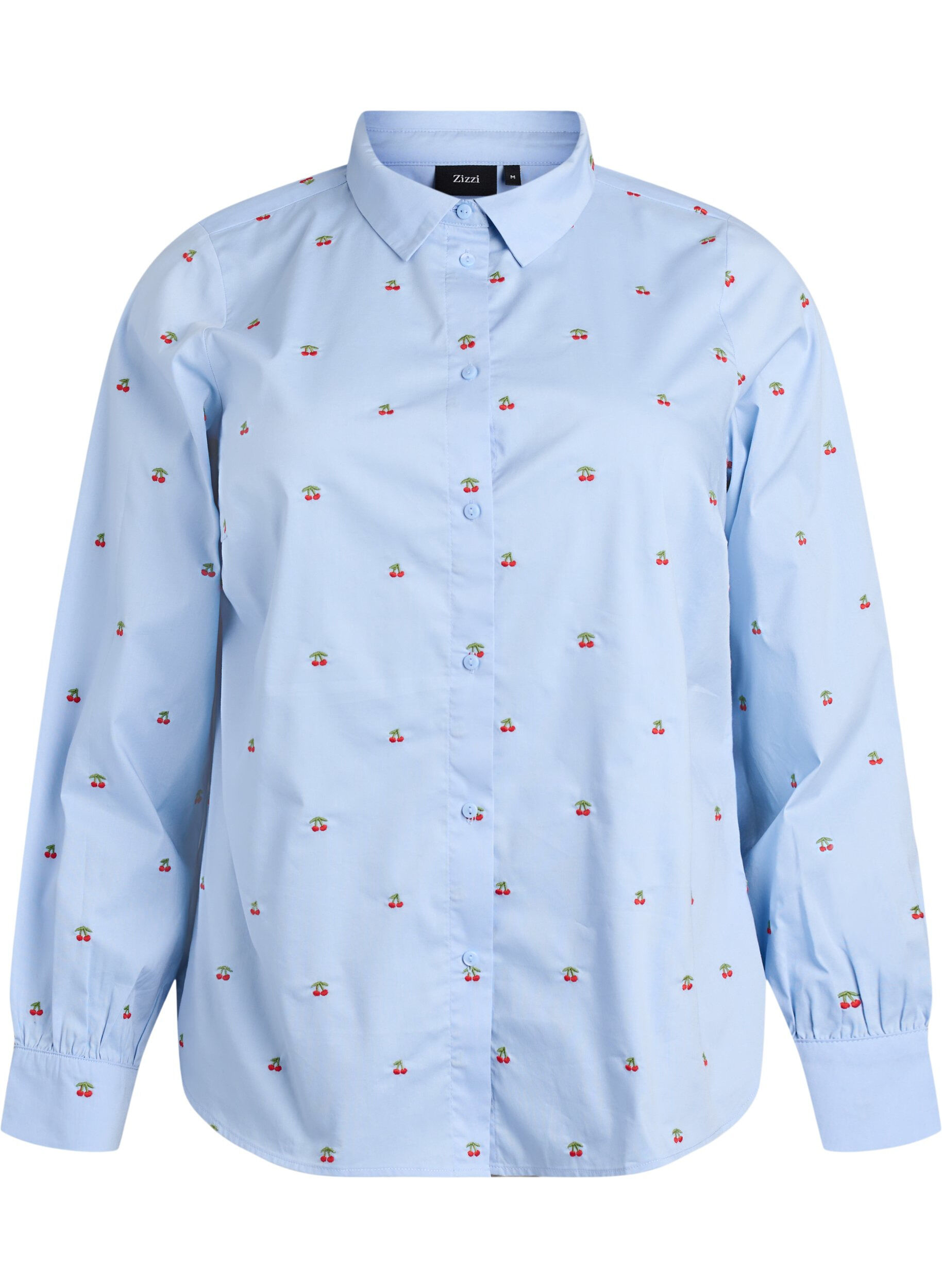 Shirt with embroidered cherries