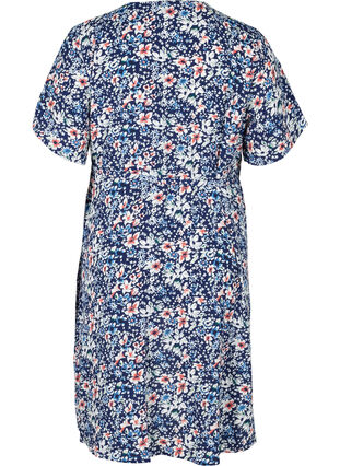 Short-sleeved wrap dress, Blue Flower AOP, Packshot image number 1