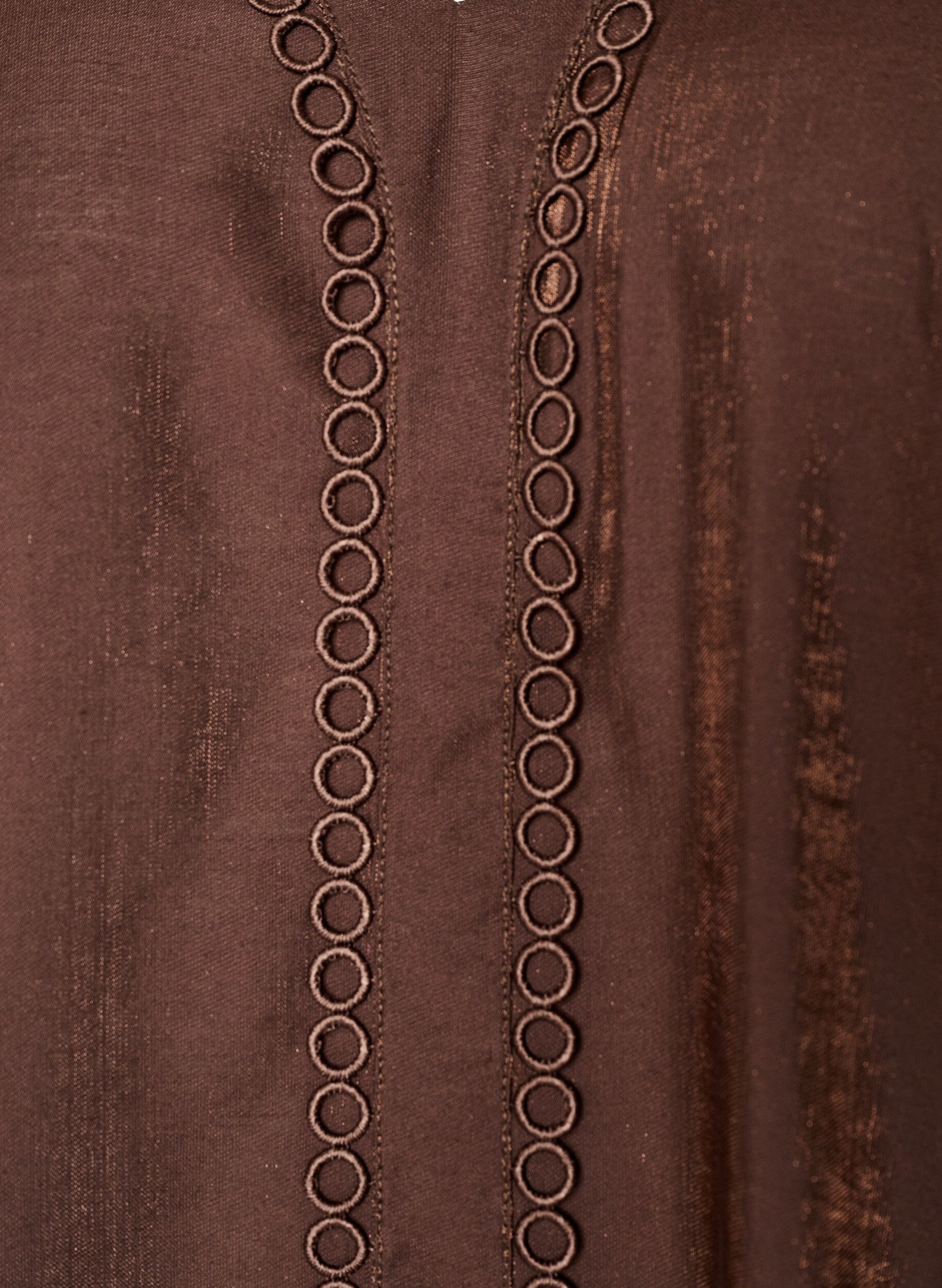 Zizzifashion Viscose blouse with V-neck and decorative details, Brown, Packshot image number 2