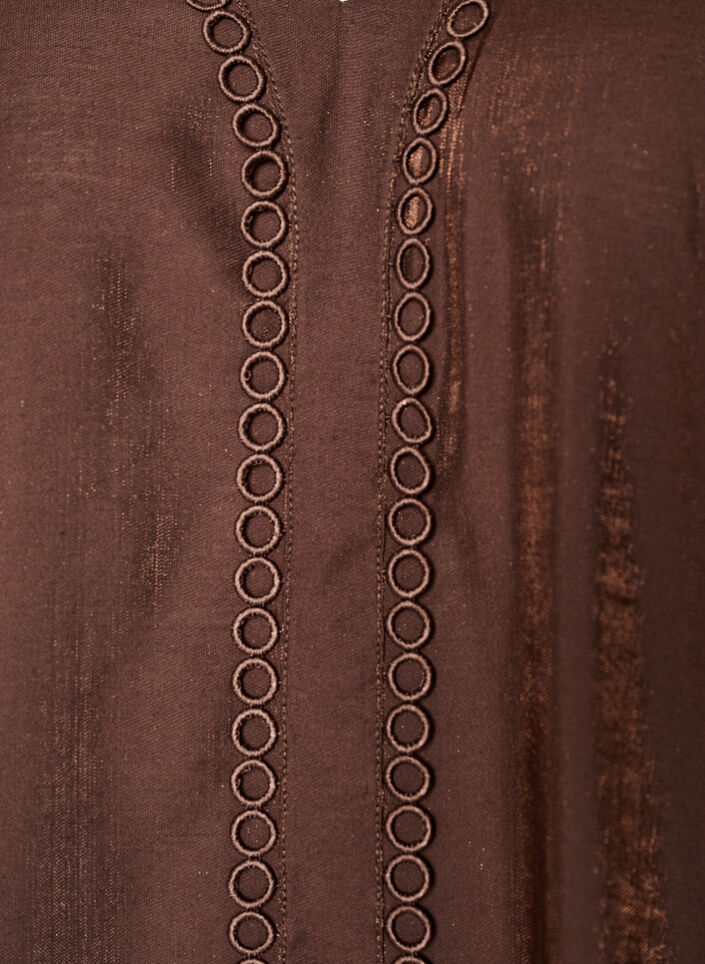 Viscose blouse with V-neck and decorative details, Brown, Packshot image number 2