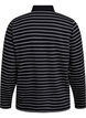 Striped polo shirt with zipper, Black, Packshot image number 1