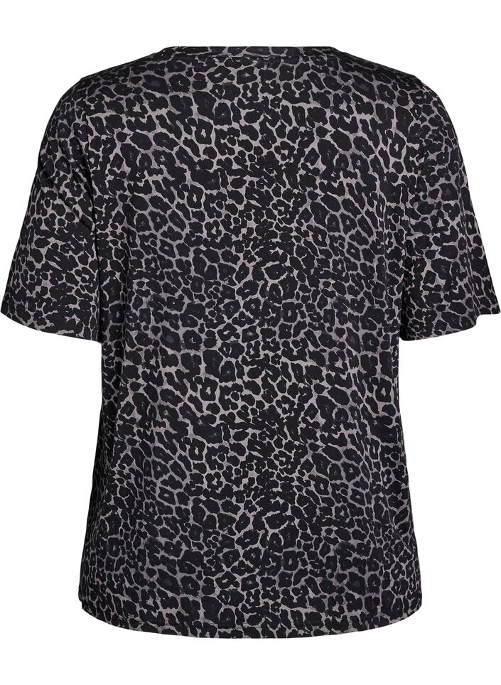 T-shirt with TENCEL&trade; Lyocell and leopard print, Grey, Packshot image number 1