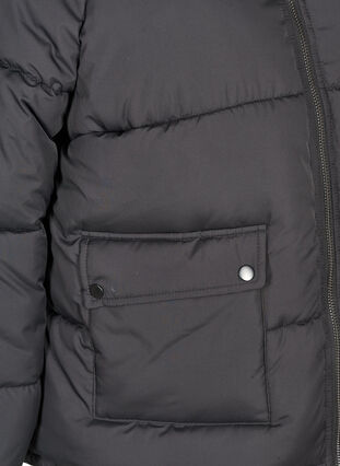 Short winter jacket with a hood, Black w Stone Grey, Packshot image number 3
