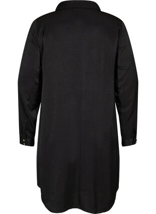 Long-sleeved dress with collar and zip, Black, Packshot image number 1