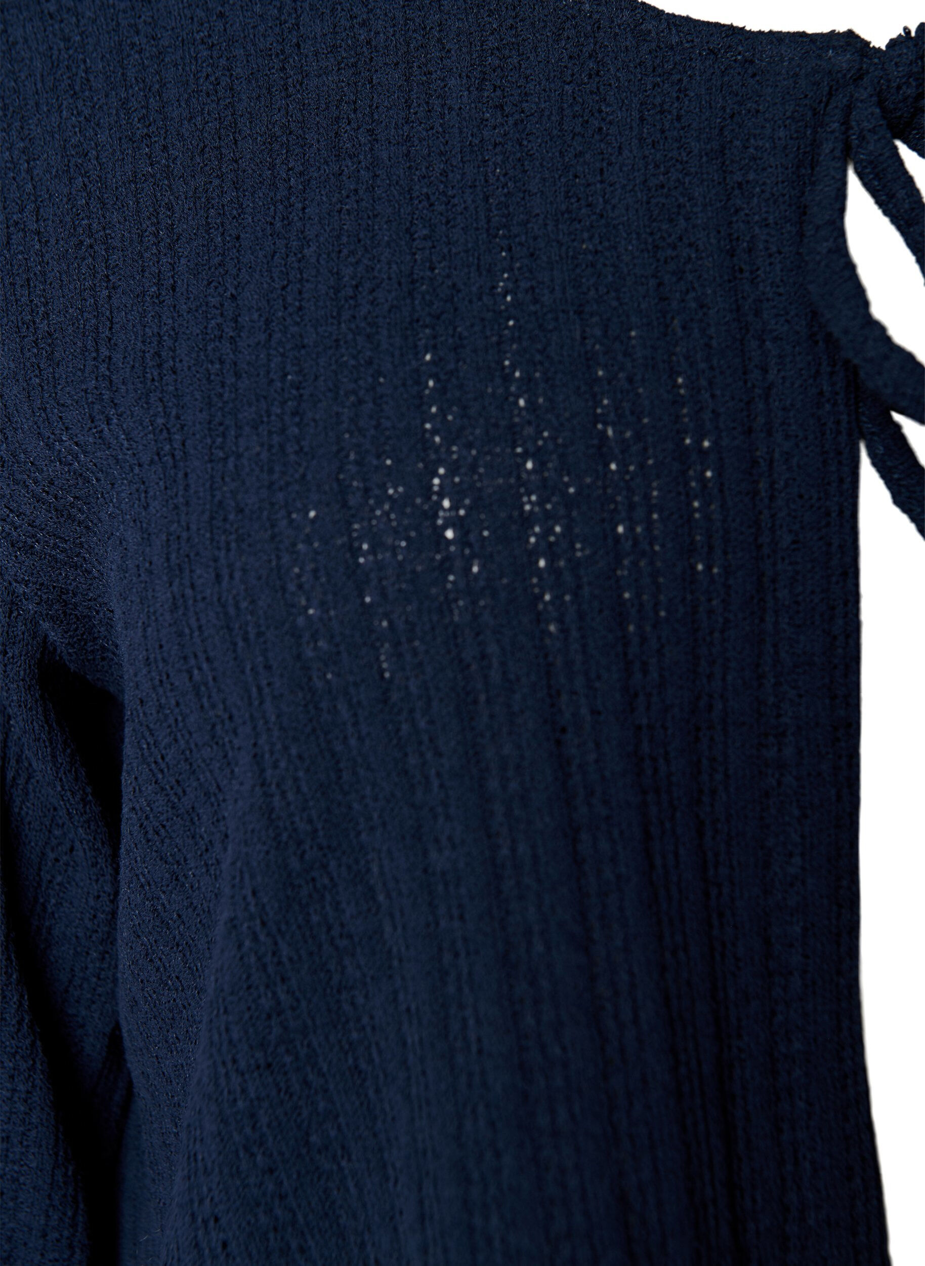 Zizzifashion Jersey cardigan with texture and tie front, Blue, Packshot image number 2
