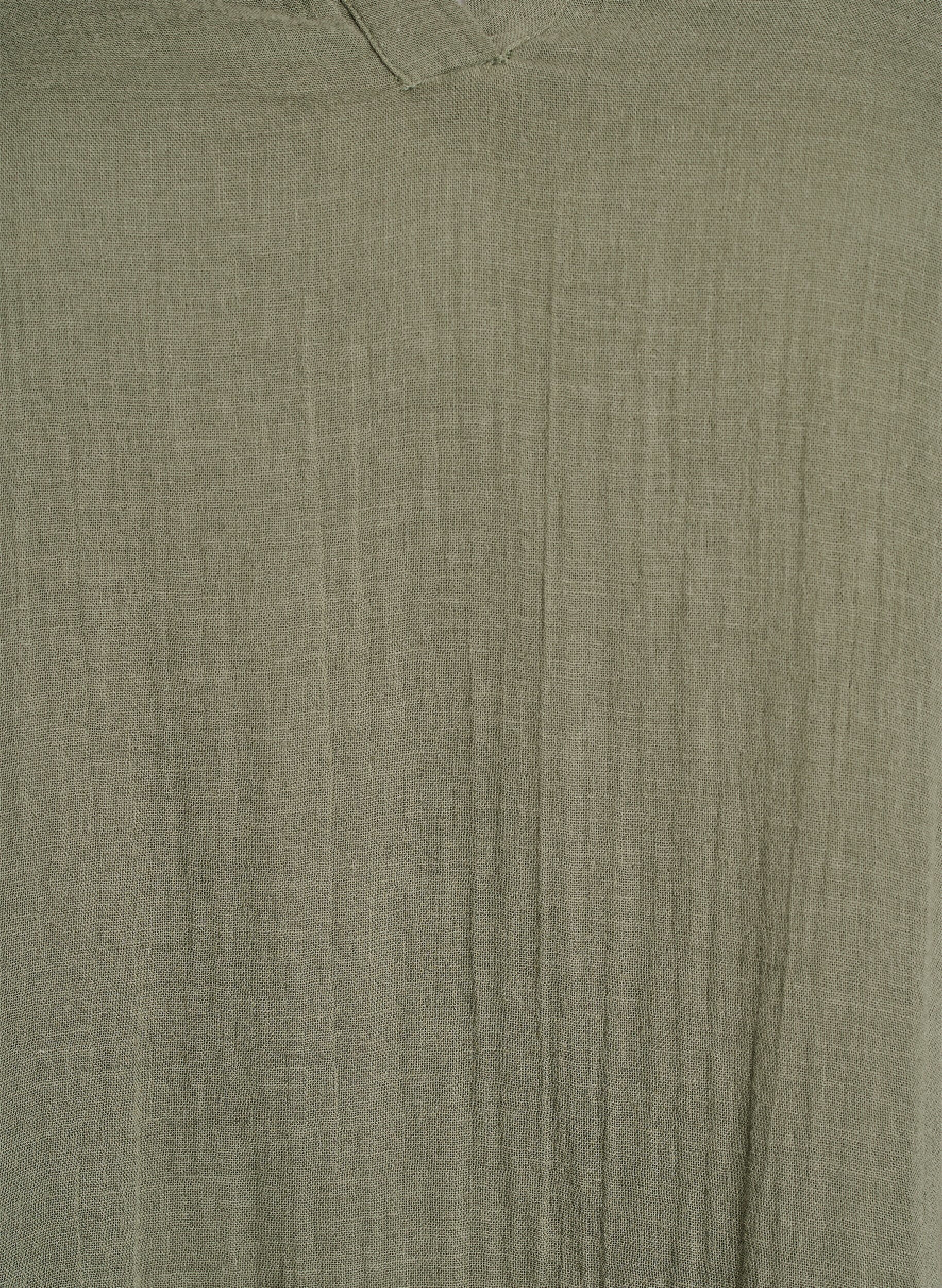 Zizzifashion Short A-line dress in cotton muslin, Green, Packshot image number 2