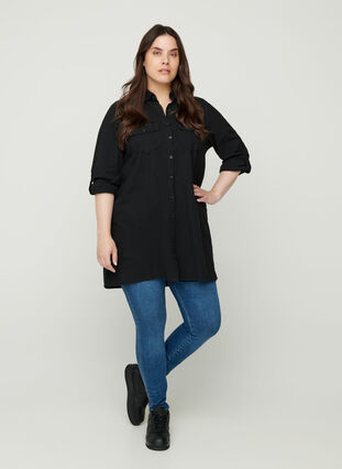 Tunic in cotton, Black, Model image number 2