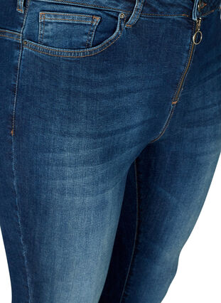 Cropped Nille jeans with frayed edges, Blue denim, Packshot image number 2
