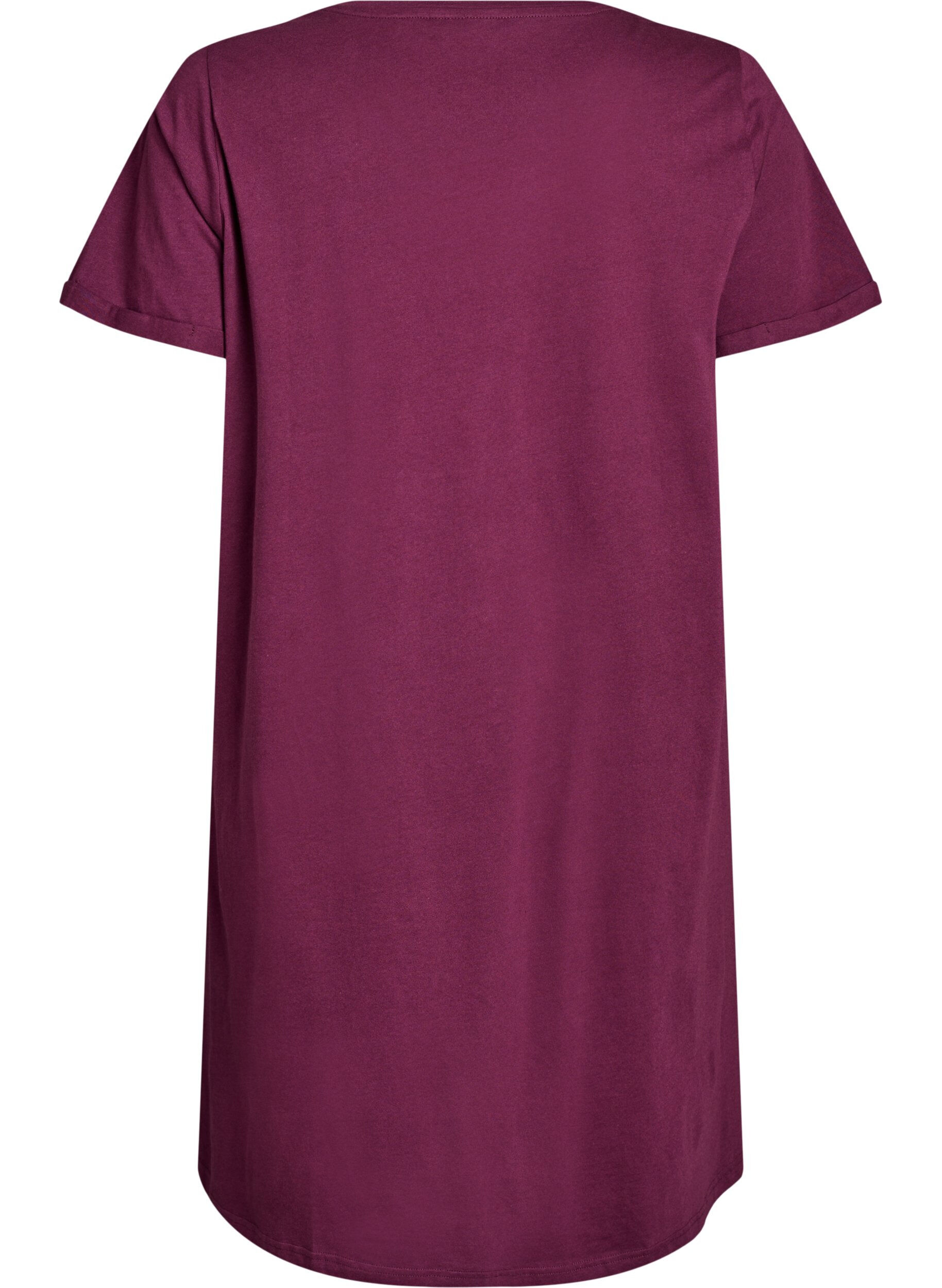 Zizzifashion Short-sleeved nightgown in organic cotton, Dark Bordeaux, Packshot image number 1