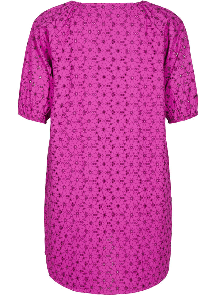 Short dress with embroidered floral pattern, Purple, Packshot image number 1