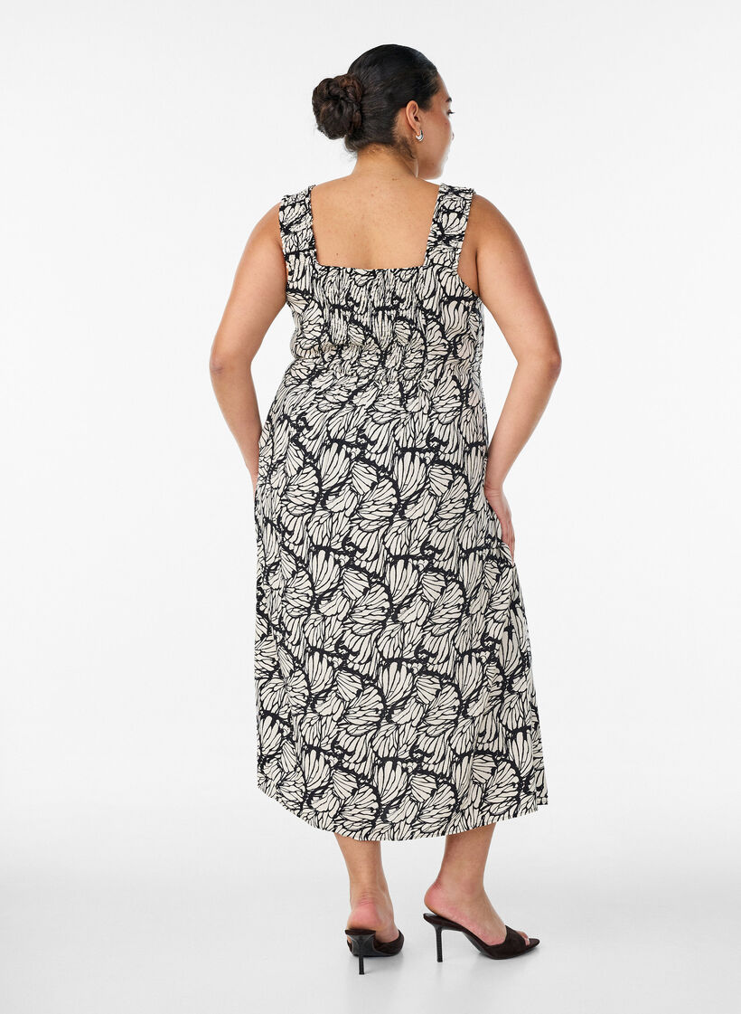 Summer dress with wide straps, Black, Model image number 1